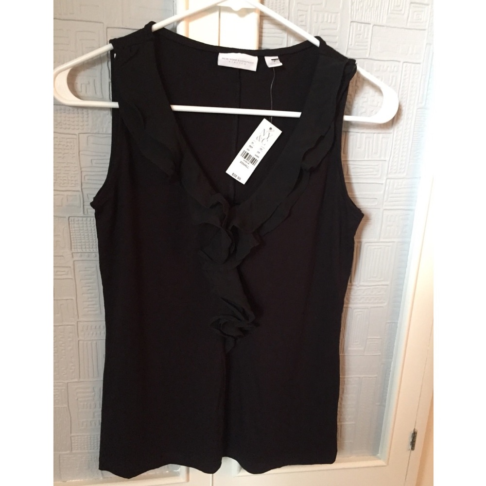 Black Blouse with Ruffled Collar